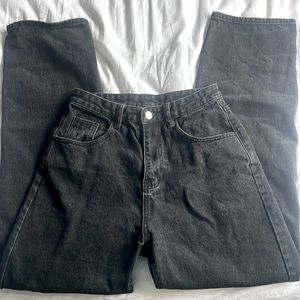 High Waisted Straight Leg Ripped Jeans